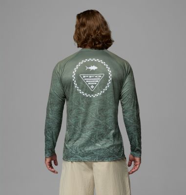 Men's Super Terminal Tackle PFG Border Circle Long Sleeve Shirt, Color: Misty Jade, Tunny, image 3