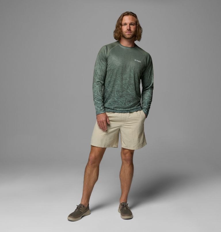 Men's Super Terminal Tackle PFG Border Circle Long Sleeve Shirt, Color: Misty Jade, Tunny, image 2