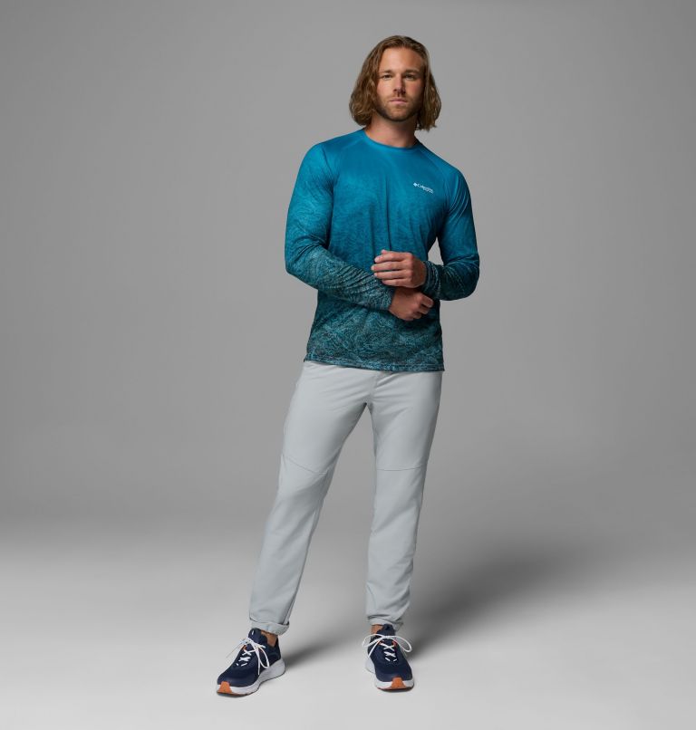 Men's Super Terminal Tackle PFG Border Circle Long Sleeve Shirt, Color: Crushed Blue, Tunny, image 2