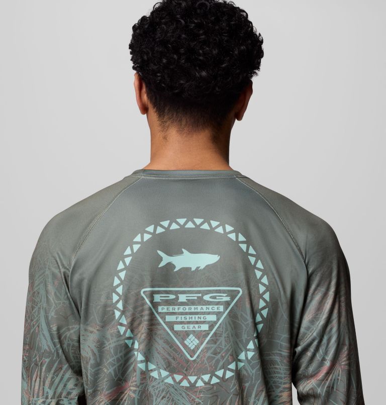 Men's Super Terminal Tackle PFG Border Circle Long Sleeve Shirt, Color: Rosewood, Hooked Up, image 6