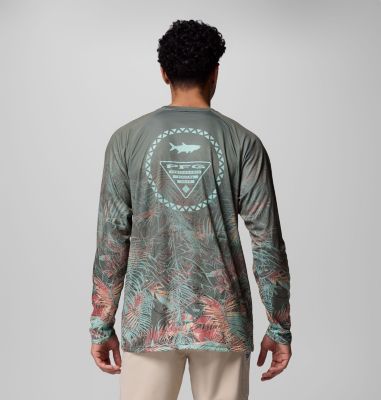 Men's Super Terminal Tackle PFG Border Circle Long Sleeve Shirt, Color: Rosewood, Hooked Up, image 11