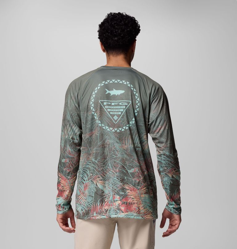 Men's Super Terminal Tackle PFG Border Circle Long Sleeve Shirt, Color: Rosewood, Hooked Up, image 3