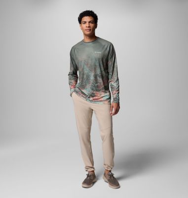 Men's Super Terminal Tackle PFG Border Circle Long Sleeve Shirt, Color: Rosewood, Hooked Up, image 10