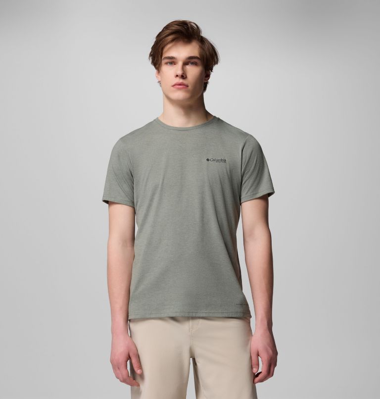 Men's PFG Diamond Fly Short Sleeve Tee, Color: Cypress Heather, Diamond Fly, image 1