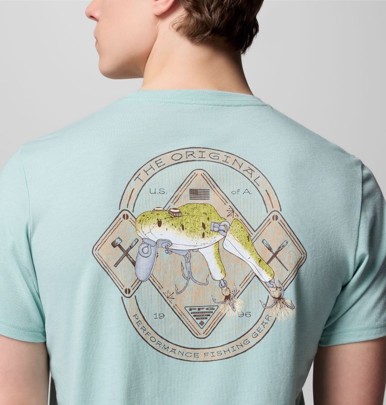 PFG Diamond Fly SS Tee | 357 | XS, Color: Misty Jade Heather, Froggy, image 6