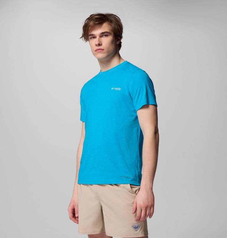 PFG Diamond Fly SS Tee | 462 | XS, Color: Blue Echo Heather, Topo Dorado, image 4