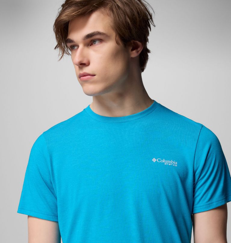 PFG Diamond Fly SS Tee | 462 | XS, Color: Blue Echo Heather, Topo Dorado, image 5