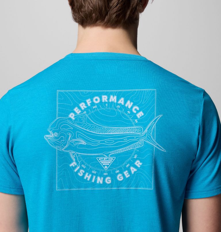 PFG Diamond Fly SS Tee | 462 | XS, Color: Blue Echo Heather, Topo Dorado, image 6