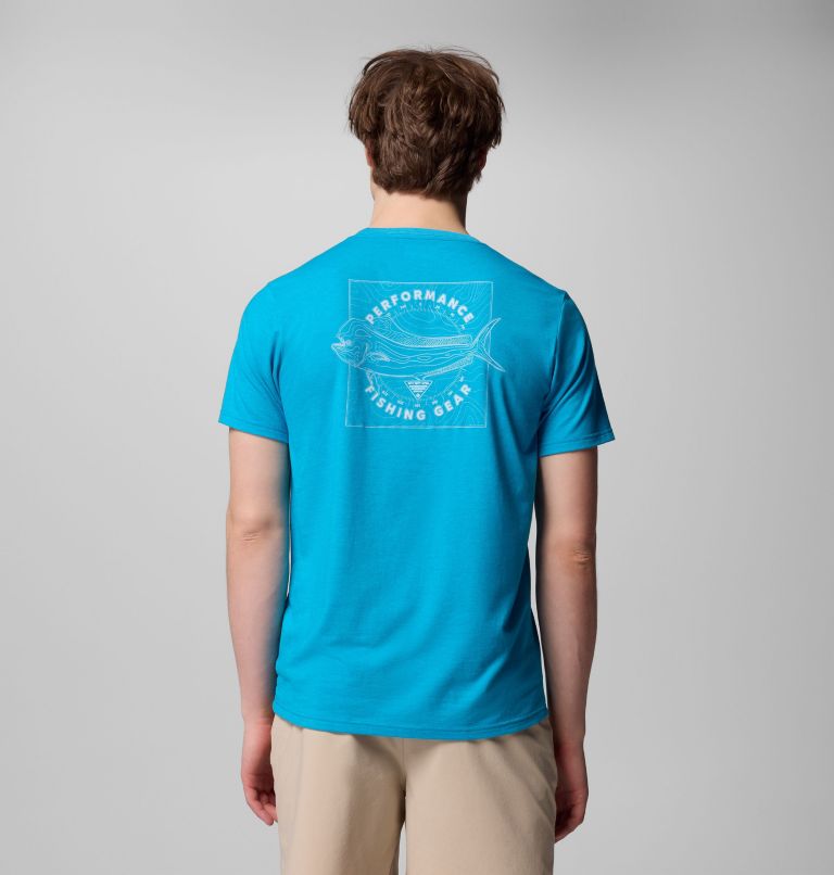 PFG Diamond Fly SS Tee | 462 | XS, Color: Blue Echo Heather, Topo Dorado, image 3