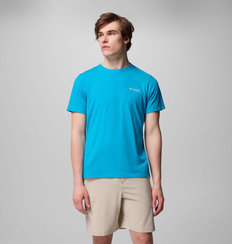 PFG Diamond Fly SS Tee | 462 | XS, Color: Blue Echo Heather, Topo Dorado, image 1