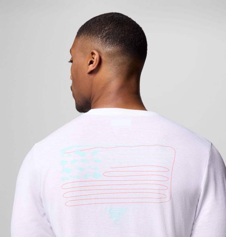 Men's PFG Flyline Flag Long Sleeve T-Shirt, Color: White, Flyline Flag, image 6