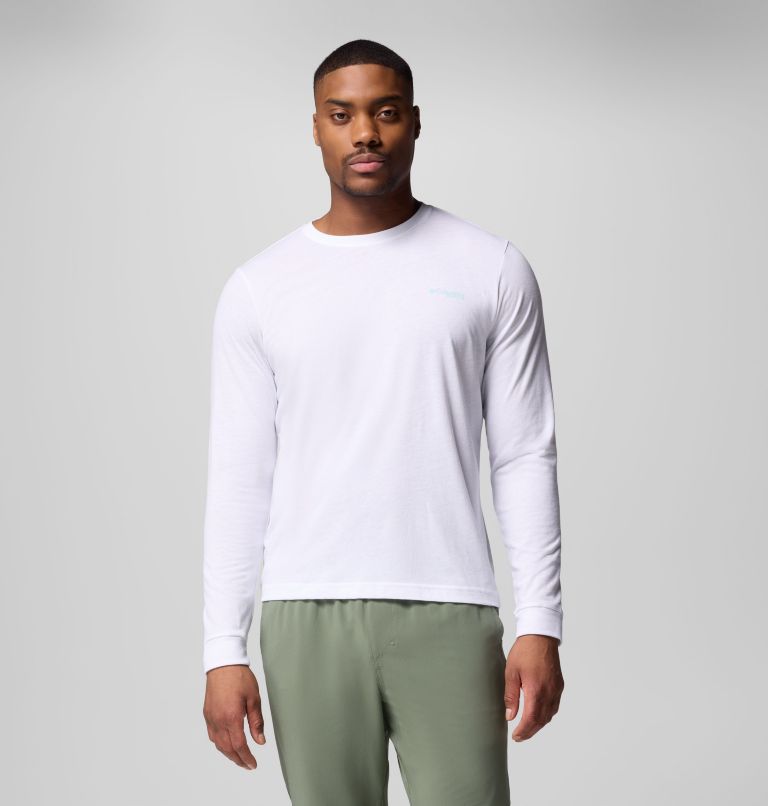 Men's PFG Flyline Flag Long Sleeve T-Shirt, Color: White, Flyline Flag, image 1