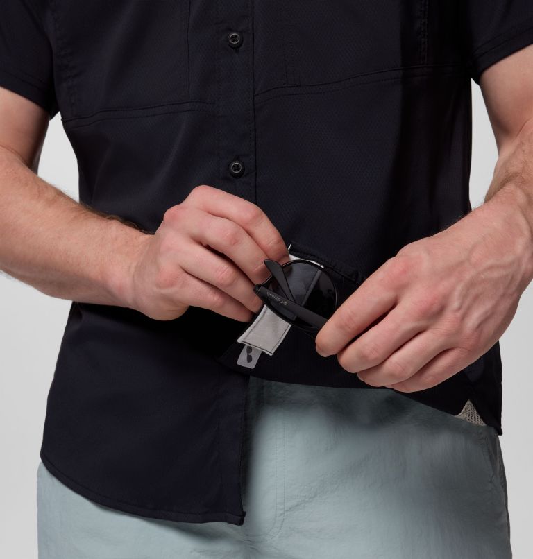 Men's PFG Skiff Guide II Short Sleeve Shirt, Color: Black, image 6