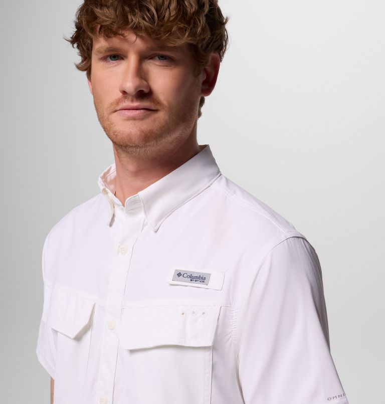 Men's PFG Skiff Guide II Short Sleeve Shirt, Color: White, image 5