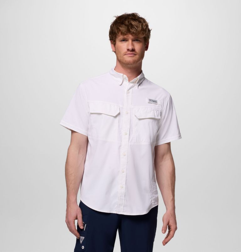 Men's PFG Skiff Guide II Short Sleeve Shirt, Color: White, image 1
