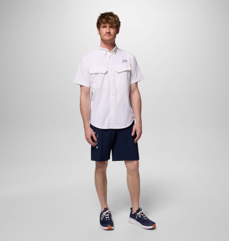 Men's PFG Skiff Guide II Short Sleeve Shirt, Color: White, image 2