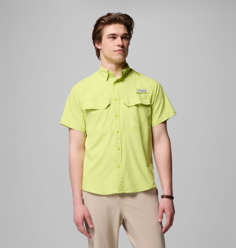 Men's PFG Skiff Guide II Short Sleeve Shirt, Color: Voltage, image 1