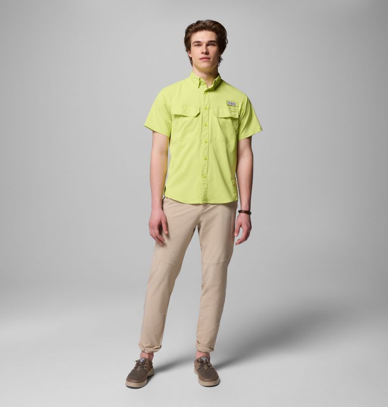 Men's PFG Skiff Guide II Short Sleeve Shirt, Color: Voltage, image 2