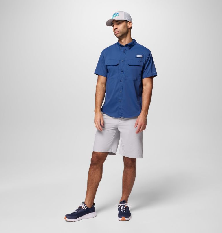 Men's PFG Skiff Guide II Short Sleeve Shirt, Color: Carbon, image 2