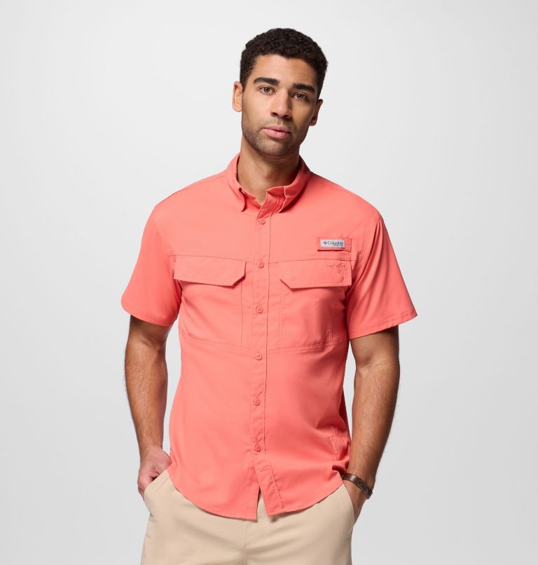 Men's PFG Skiff Guide II Short Sleeve Shirt, Color: Melonade, image 1