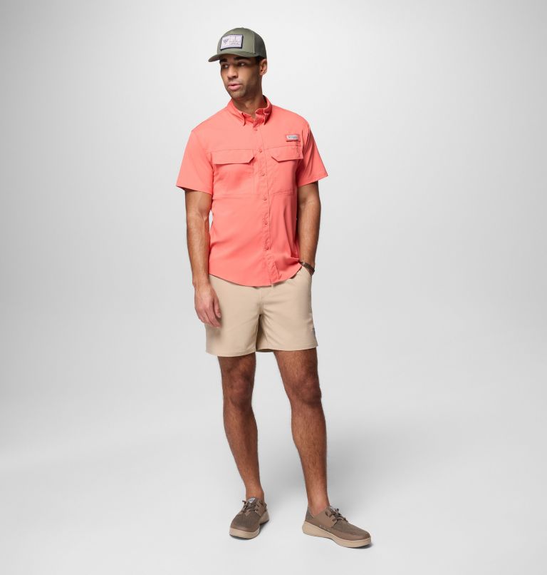 Men's PFG Skiff Guide II Short Sleeve Shirt, Color: Melonade, image 2
