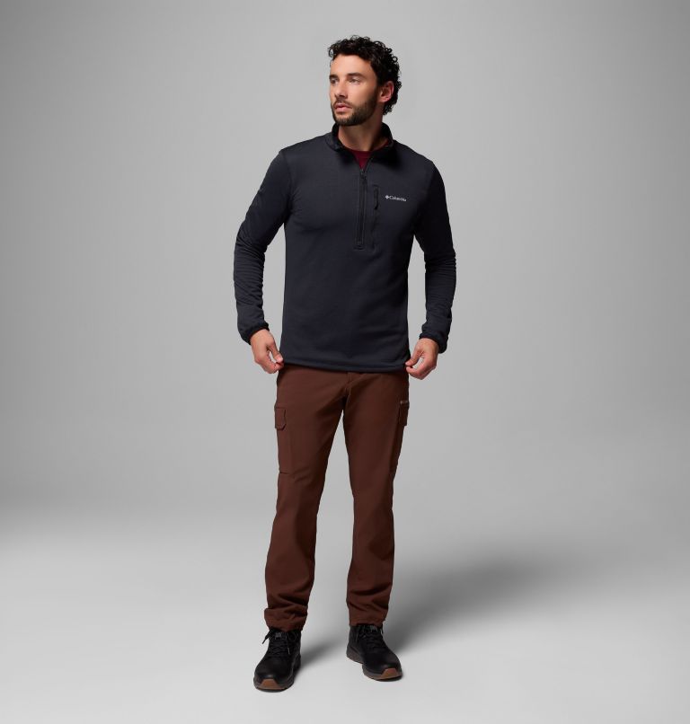Men's Essential Hike Grid Fleece Half Zip Jacket, Color: Black, image 2