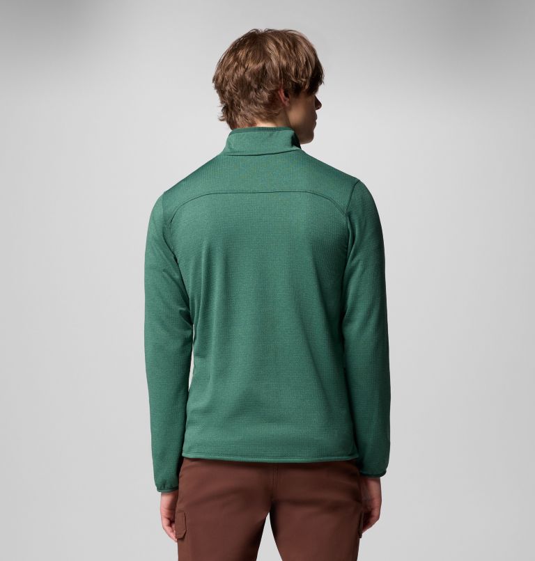 Men's Essential Hike Grid Fleece Half Zip Jacket, Color: Rain Forest, image 3