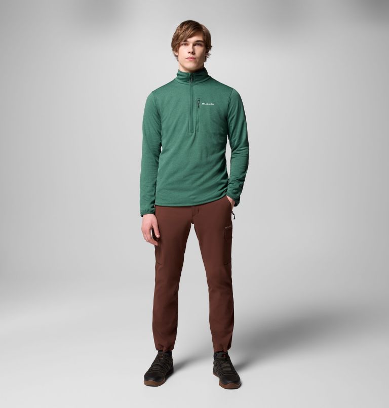 Men's Essential Hike Grid Fleece Half Zip Jacket, Color: Rain Forest, image 2