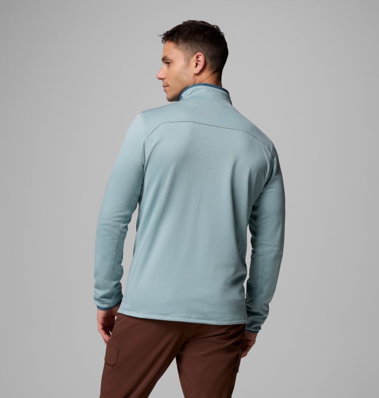 Men's Essential Hike Grid Fleece Half Zip Jacket, Color: Crushed Blue, image 4