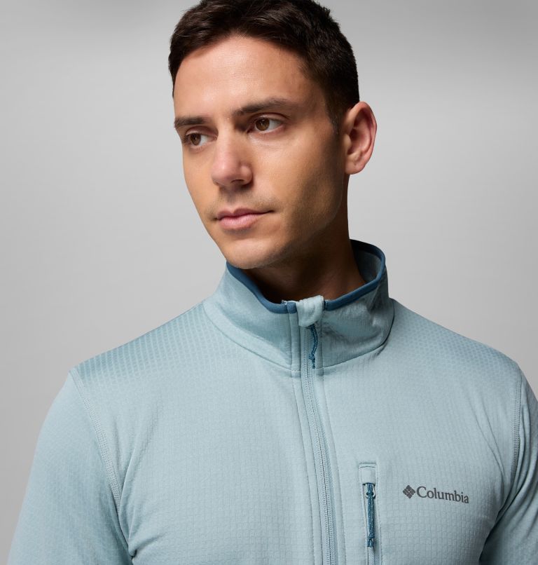 Men's Essential Hike Grid Fleece Half Zip Jacket, Color: Crushed Blue, image 5