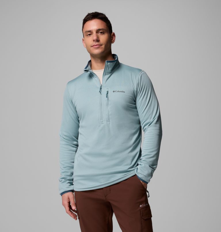 Men's Essential Hike Grid Fleece Half Zip Jacket, Color: Crushed Blue, image 1