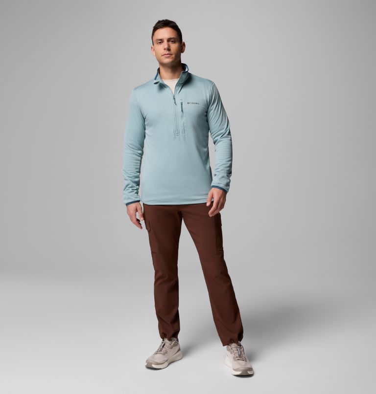 Men's Essential Hike Grid Fleece Half Zip Jacket, Color: Crushed Blue, image 2