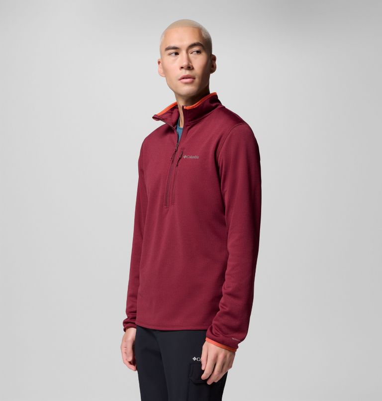 Essential Hike Grid Fleece Half Zip | 624 | L, Color: Rich Wine, image 4