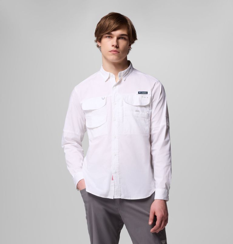 Men's PFG Bonehead Elite Long Sleeve Shirt, Color: White, image 1