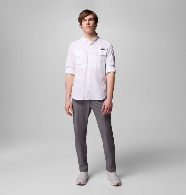 Men's PFG Bonehead Elite Long Sleeve Shirt, Color: White, image 2