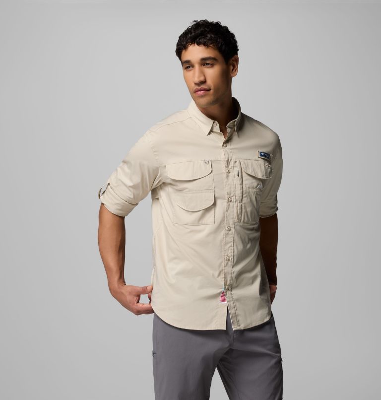 Men's PFG Bonehead Elite Long Sleeve Shirt, Color: Fossil, image 5
