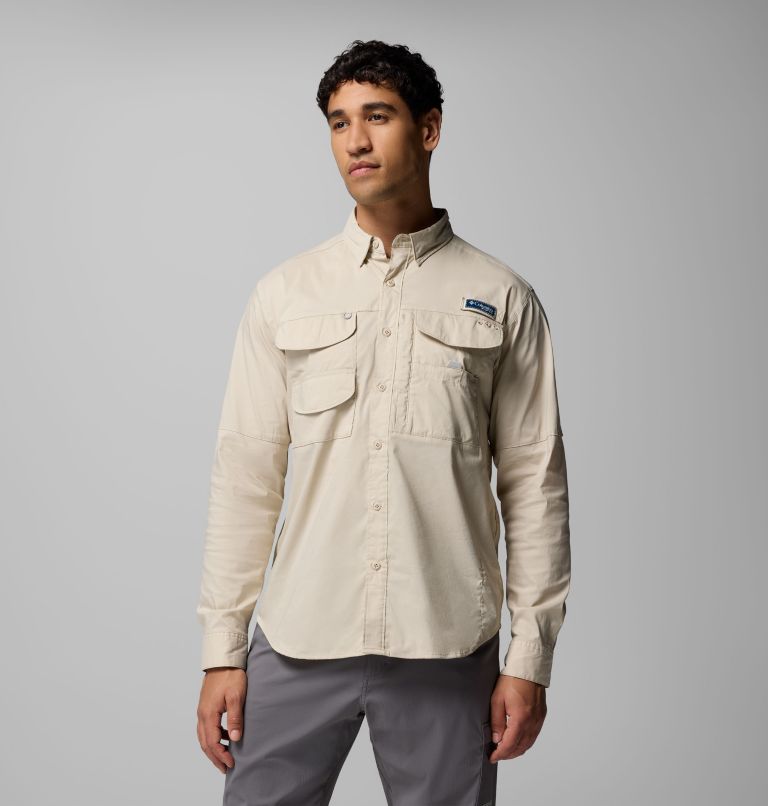 Men's PFG Bonehead Elite Long Sleeve Shirt, Color: Fossil, image 1