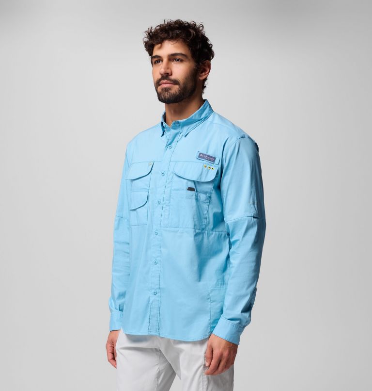 Men's PFG Bonehead Elite Long Sleeve Shirt, Color: Vintage Blue, image 4