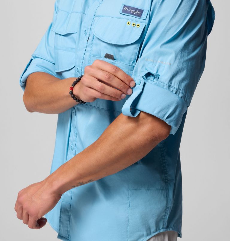 Men's PFG Bonehead Elite Long Sleeve Shirt, Color: Vintage Blue, image 7