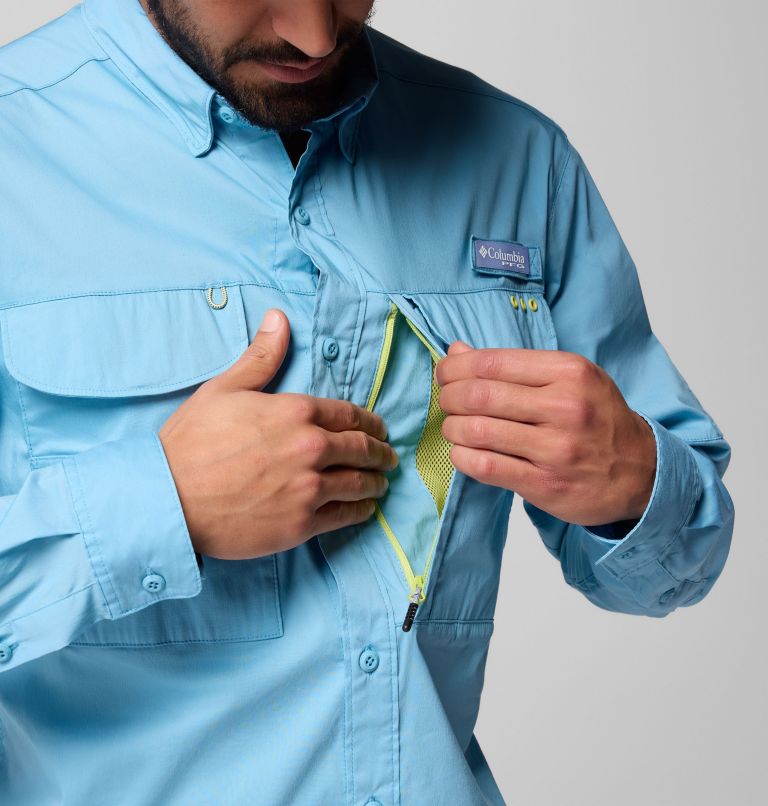 Men's PFG Bonehead Elite Long Sleeve Shirt, Color: Vintage Blue, image 9