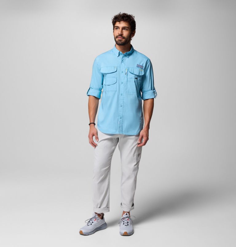 Men's PFG Bonehead Elite Long Sleeve Shirt, Color: Vintage Blue, image 11