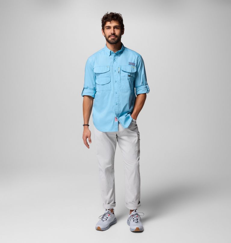 Men's PFG Bonehead Elite Long Sleeve Shirt, Color: Vintage Blue, image 12