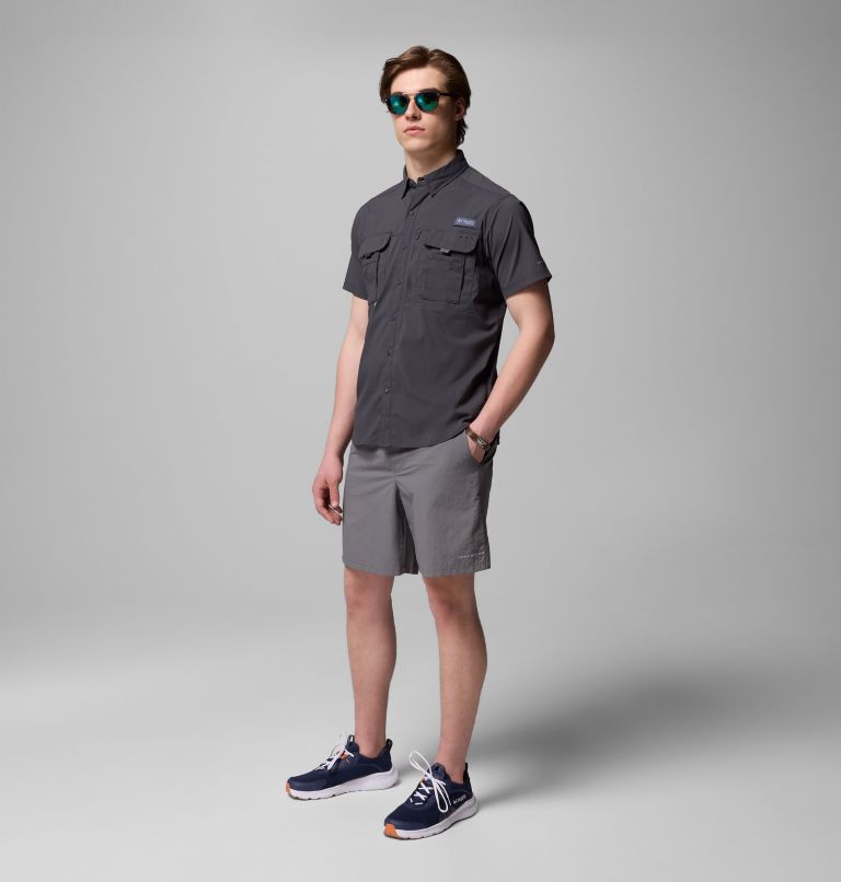 Men's PFG Bahama Elite Short Sleeve Shirt, Color: Shark, image 2