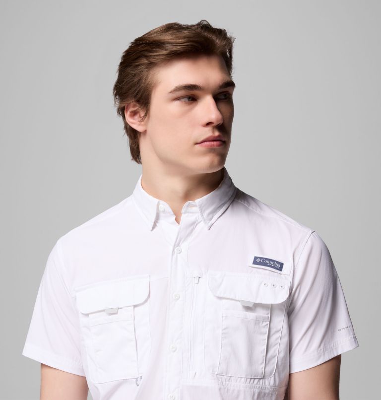 Men's PFG Bahama Elite Short Sleeve Shirt, Color: White, image 5