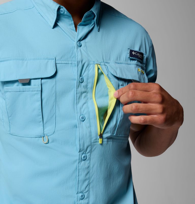 Men's PFG Bahama Elite Short Sleeve Shirt, Color: Vintage Blue, image 6