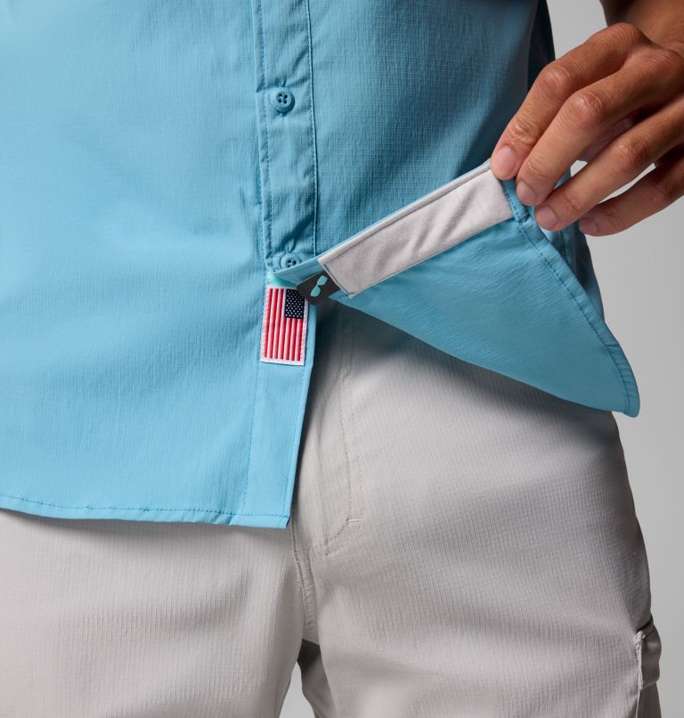 Men's PFG Bahama Elite Short Sleeve Shirt, Color: Vintage Blue, image 7
