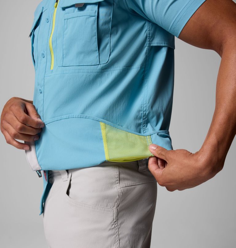 Men's PFG Bahama Elite Short Sleeve Shirt, Color: Vintage Blue, image 8