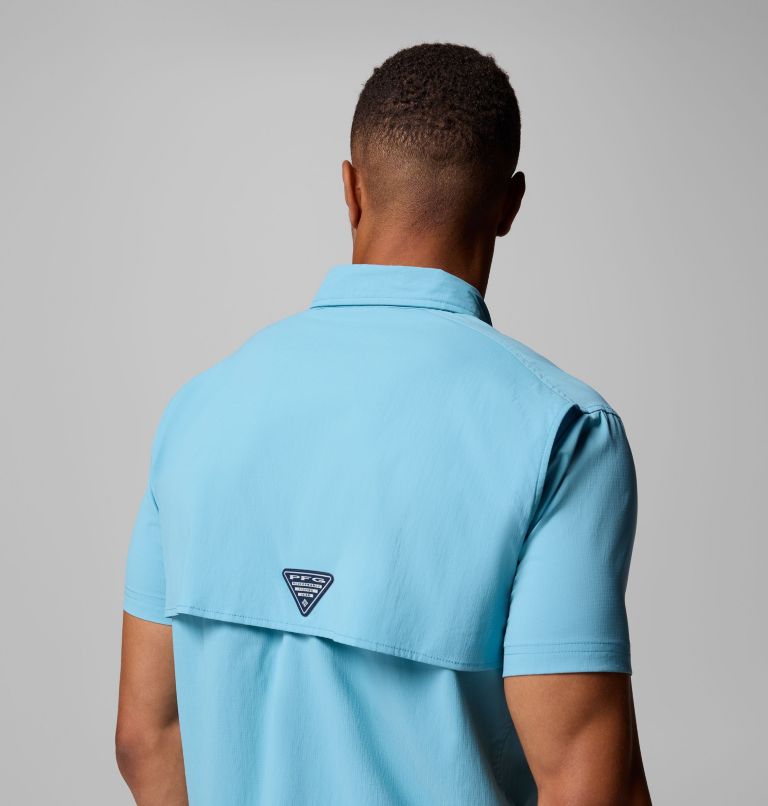 Men's PFG Bahama Elite Short Sleeve Shirt, Color: Vintage Blue, image 9