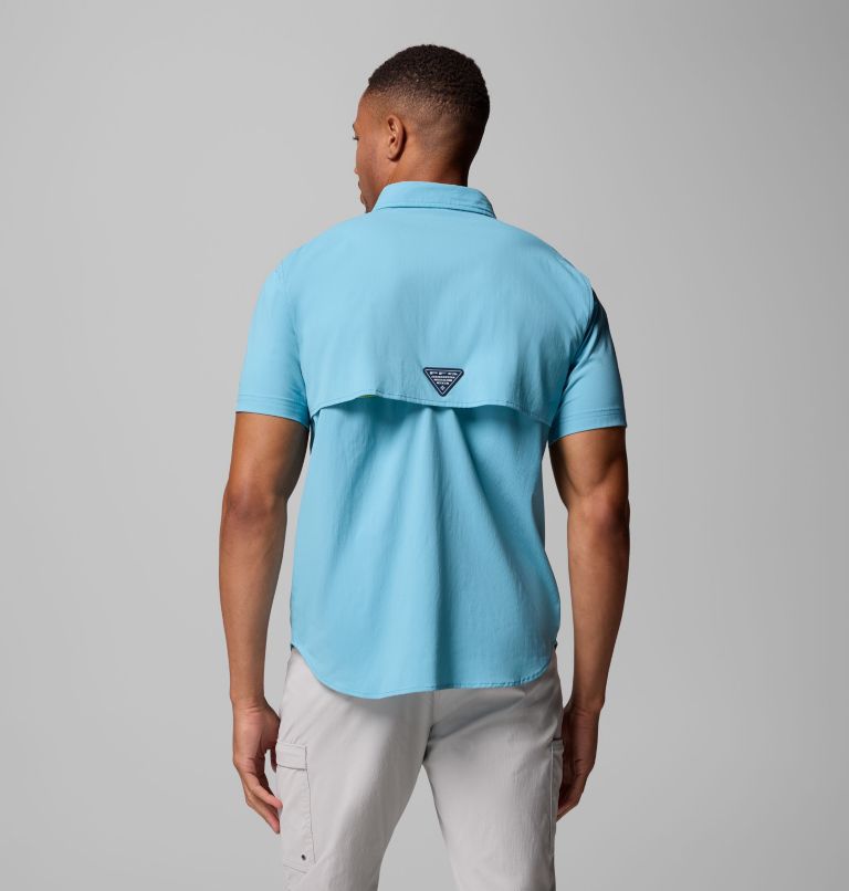 Men's PFG Bahama Elite Short Sleeve Shirt, Color: Vintage Blue, image 3