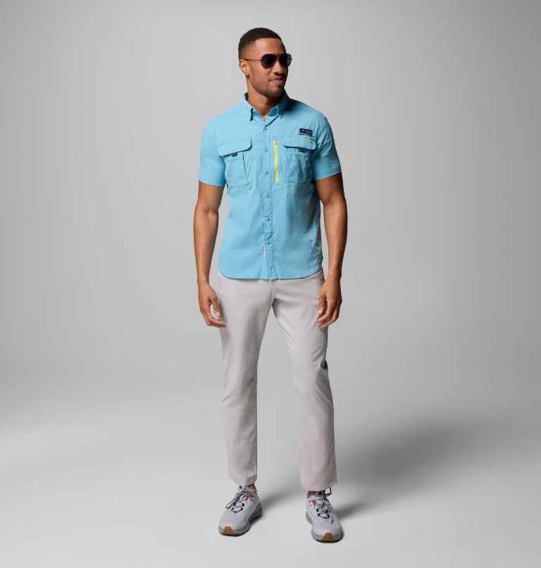 Men's PFG Bahama Elite Short Sleeve Shirt, Color: Vintage Blue, image 2